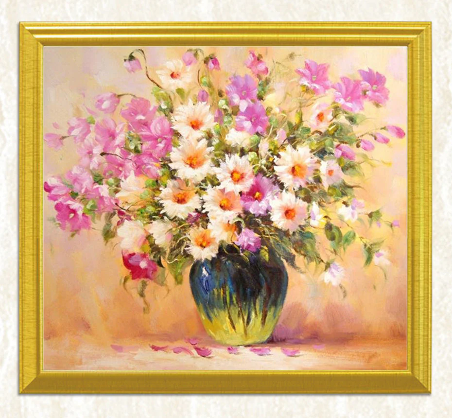 Pink & White Flowers DIY Painting - Image 3
