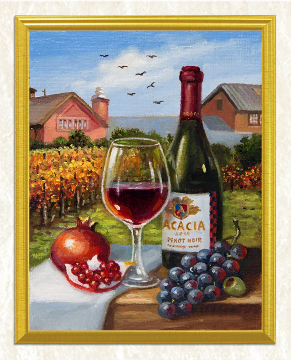 Pomegranate, Grapes & Wine Diamond Painting - Image 3