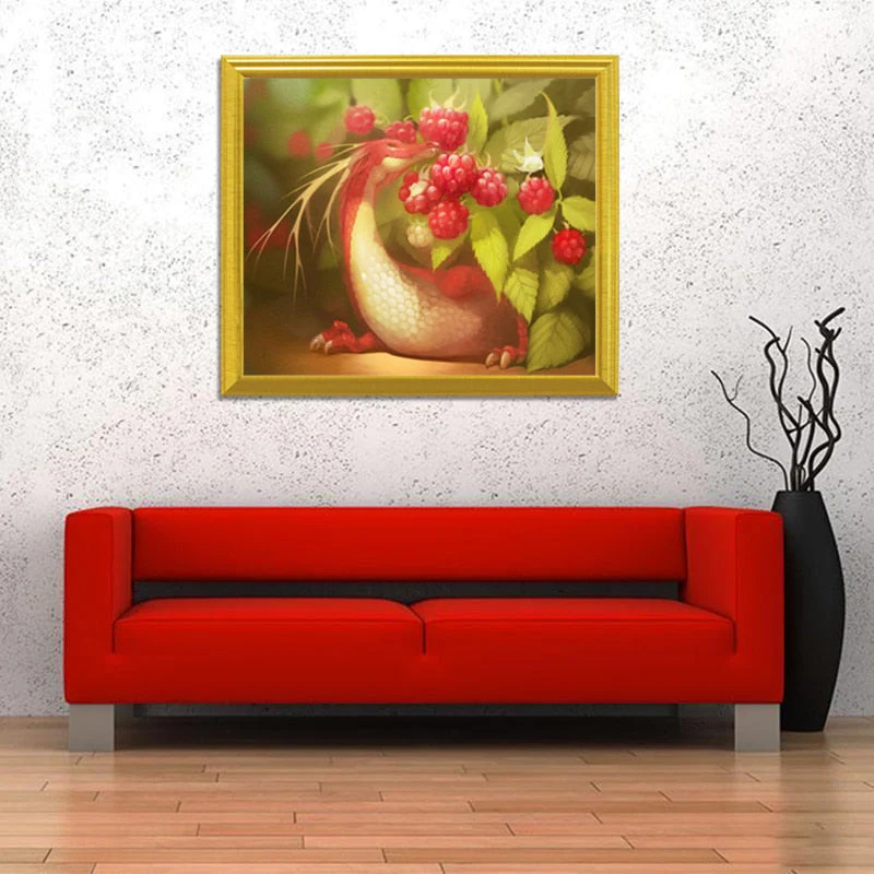 Raspberries & little Dragon Diamond Painting - Image 2
