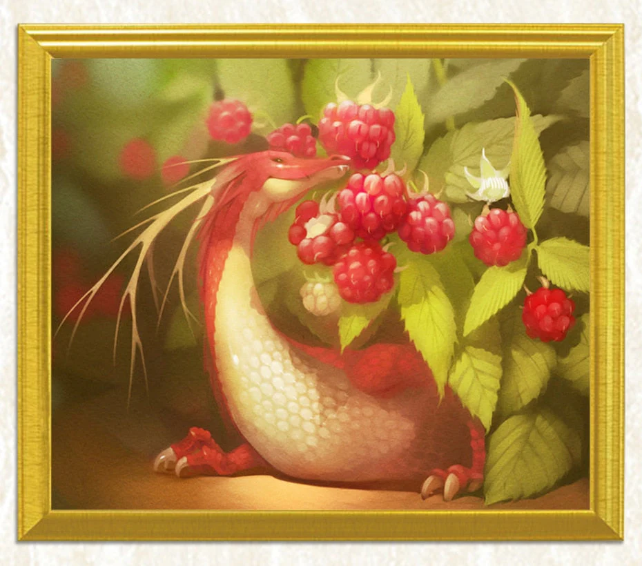 Raspberries & little Dragon Diamond Painting - Image 3
