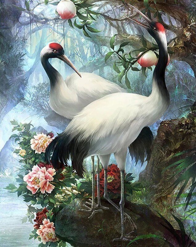 Red Crowned Crane Diamond Painting Kit
