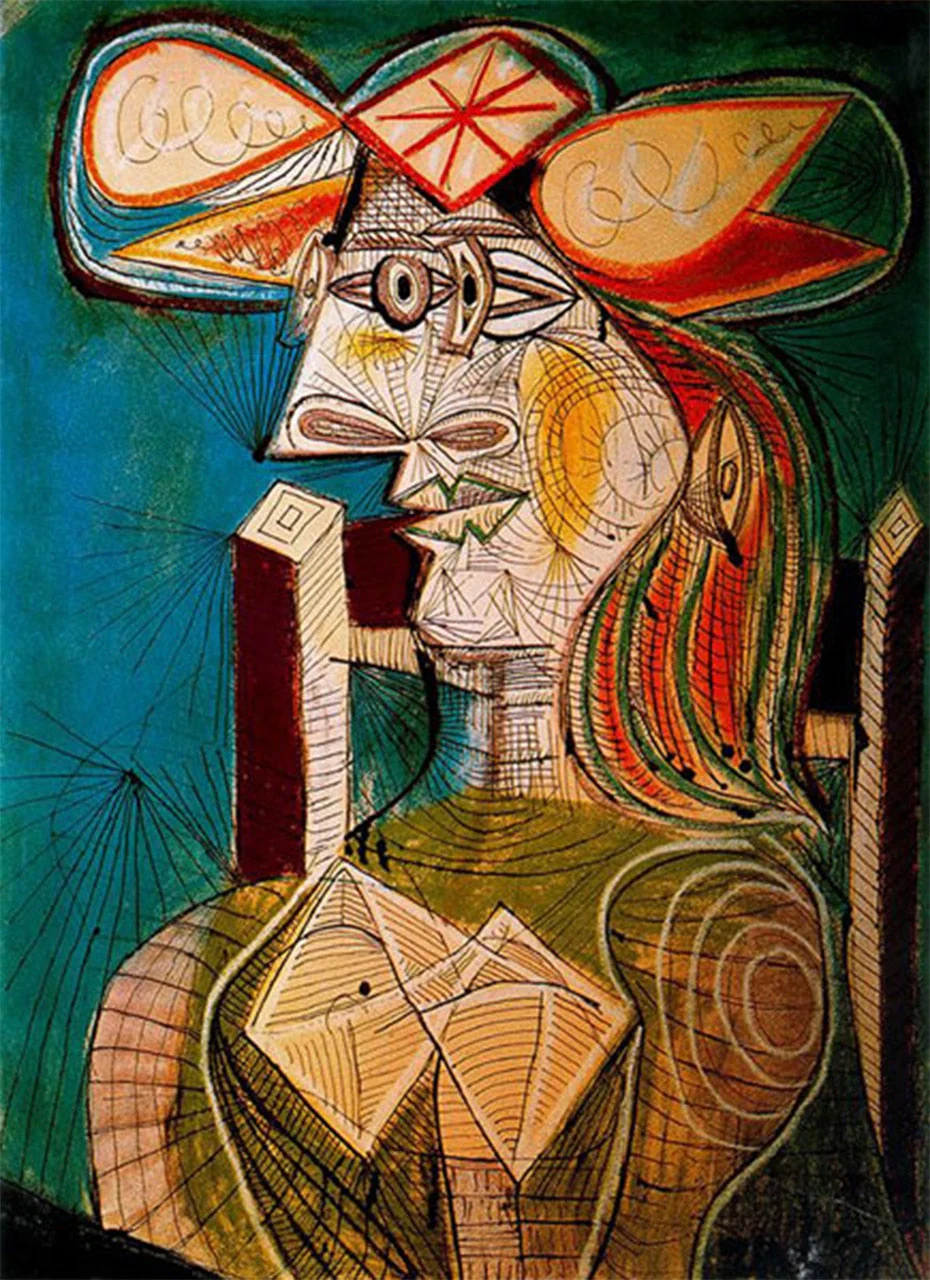 Seated Woman on Wooden Chair - Pablo Picasso