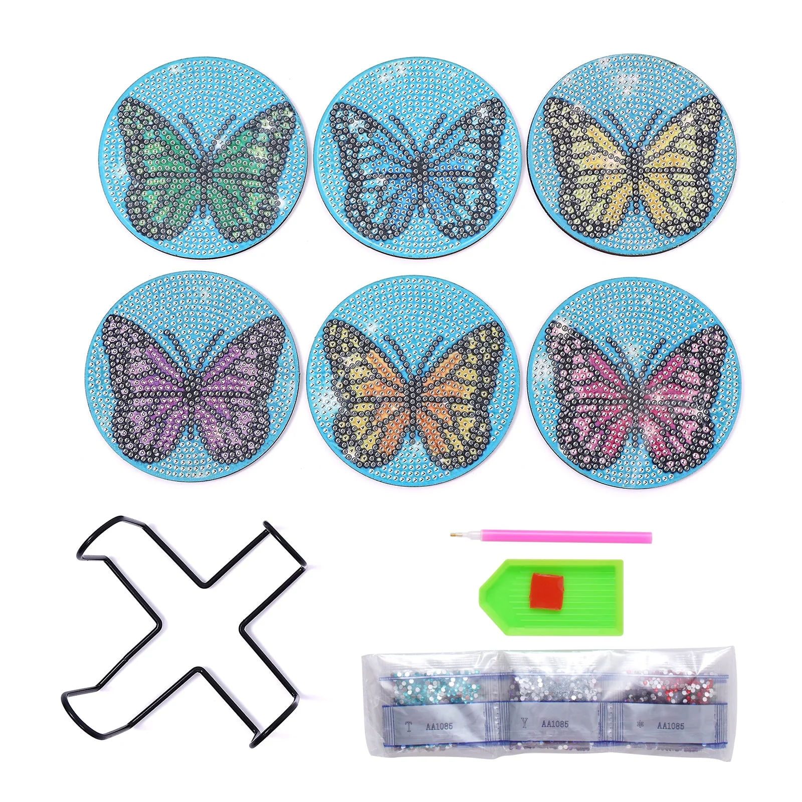 Set of Butterfly Diamond Painting Coasters & Stand - Image 4