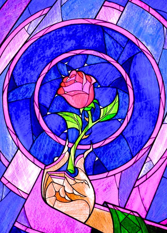 Stained Glass Rose Art DIY Diamond Painting Kit