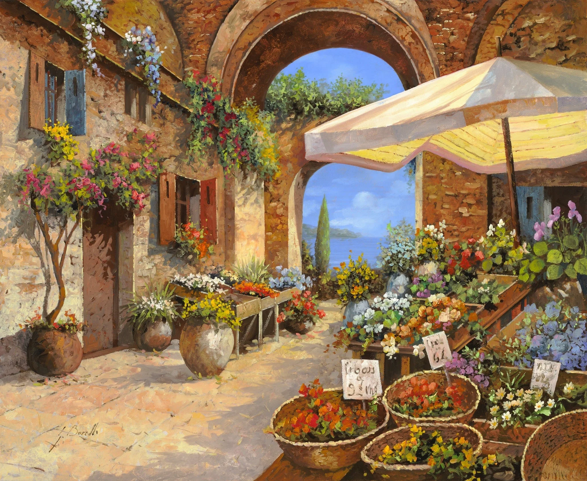The Market At The Lake - Art by Guido Borelli