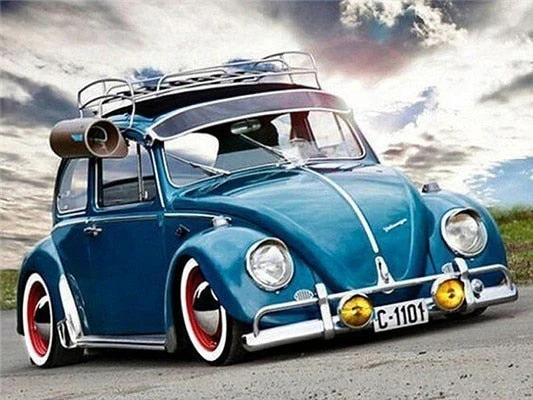 The Volkswagen Beetle vintage car - Diamond painting kit
