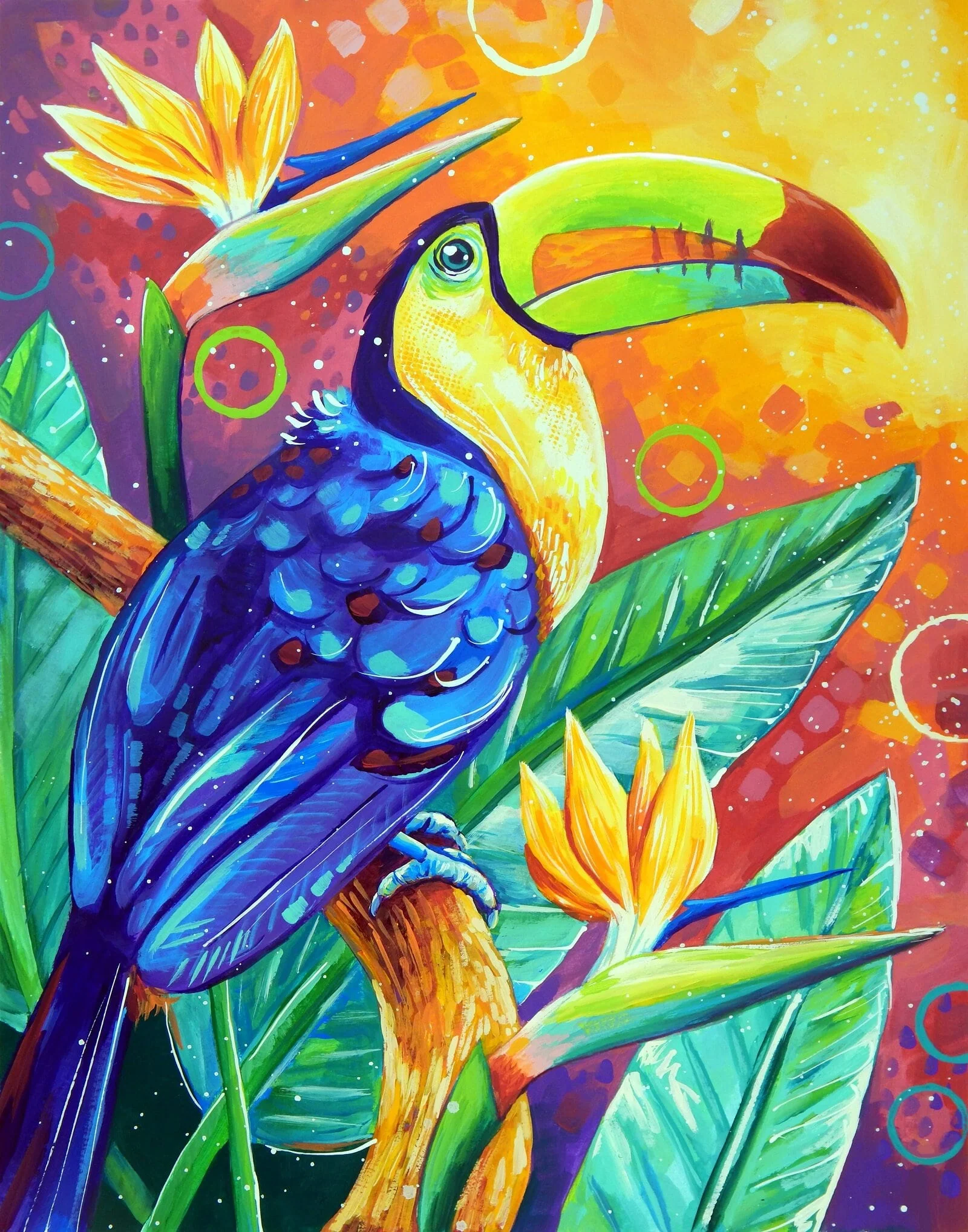 Toucan Among Birds of Paradise - Art by Sandra Trubin