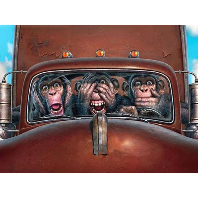 Truck Driver Monkeys - DIY Diamond Painting Kit