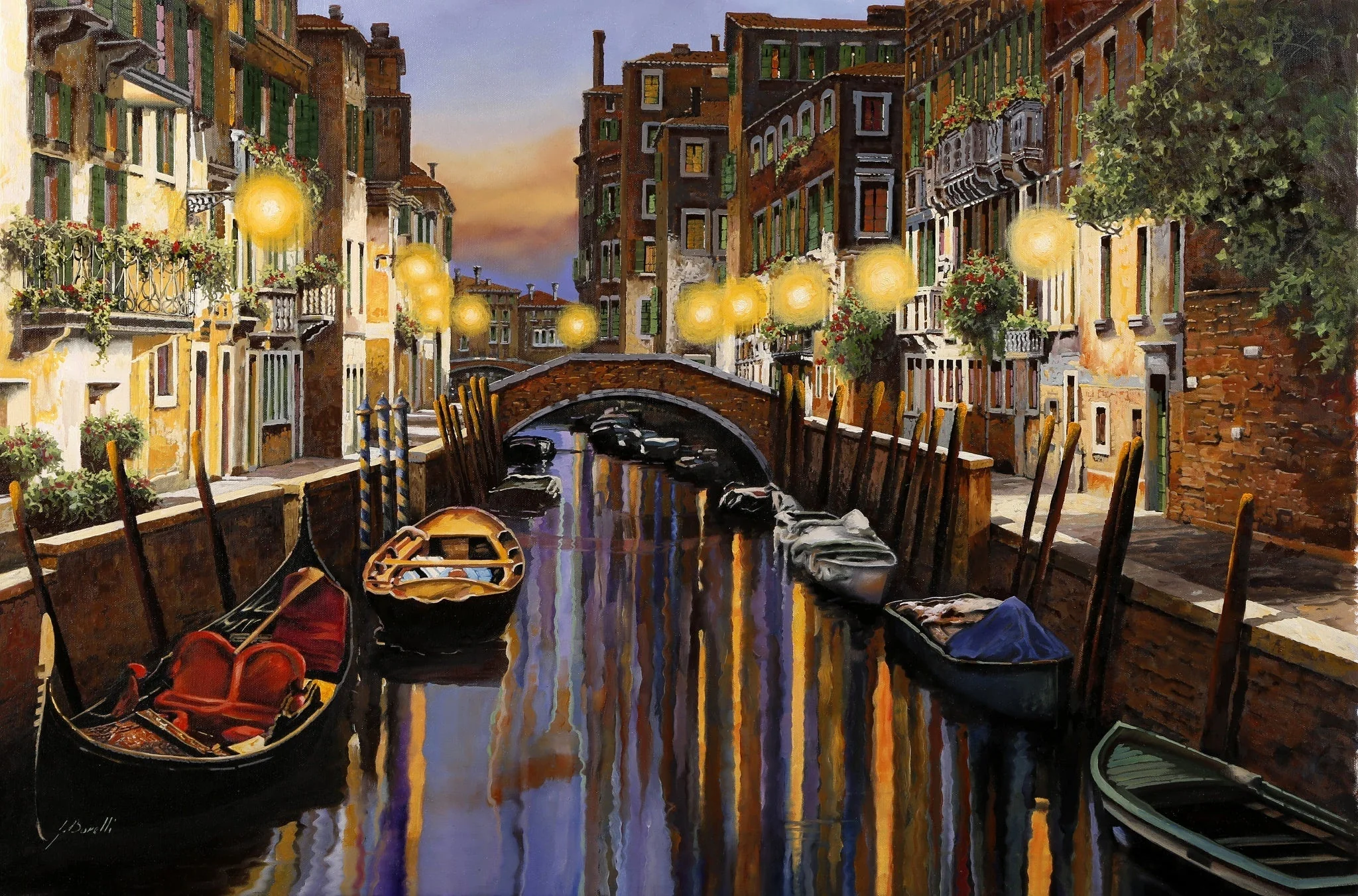 Venice At Dusk - Art by Guido Borelli