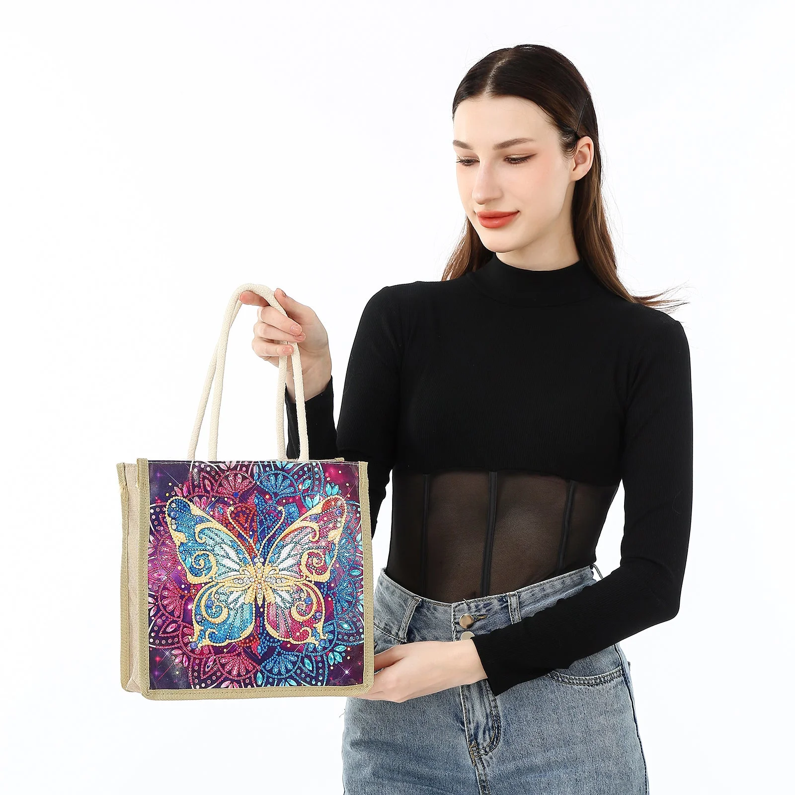 Vintage Butterfly - Diamond Painting Shopping Bag - Image 3
