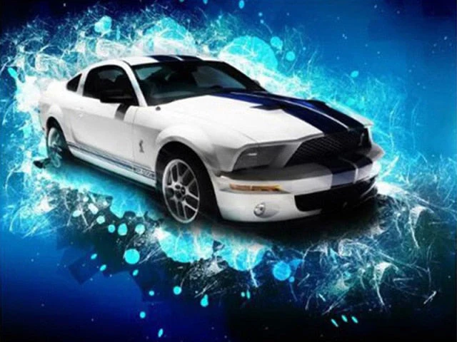 White & Blue Shelby mustang - Diamond painting kit