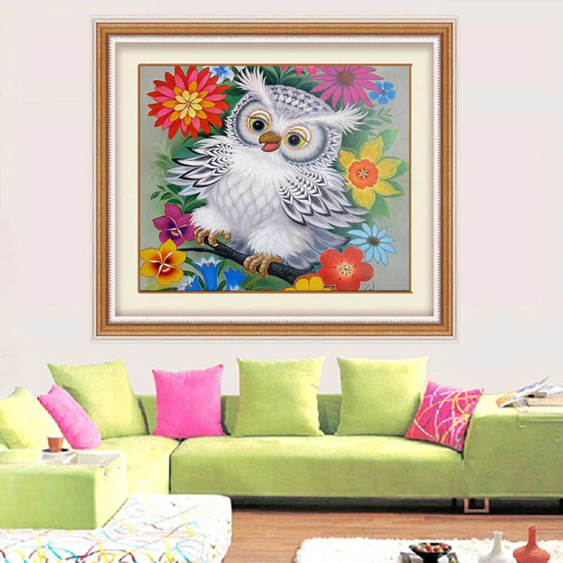 White Owl & Colorful Flowers - Image 2
