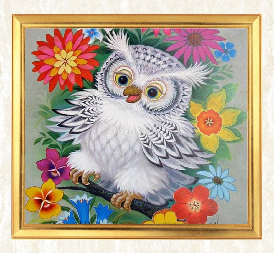 White Owl & Colorful Flowers - Image 3