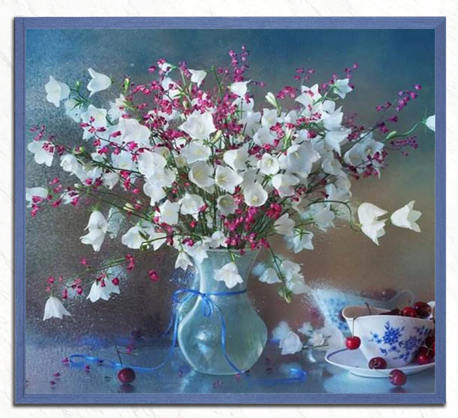 White & Pink Flowers DIY Painting - Image 3