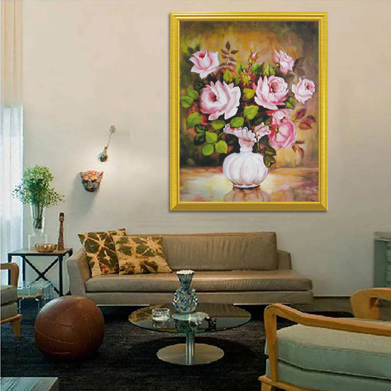 White Vase & Pink Roses - Image 2