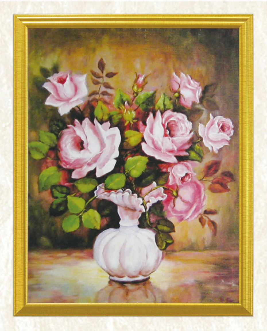 White Vase & Pink Roses - Image 3