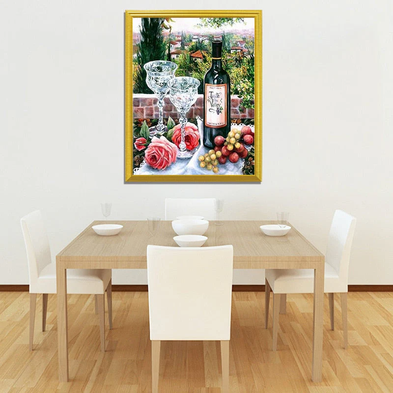 Wine, Fruits & Roses DIY Painting - Image 2