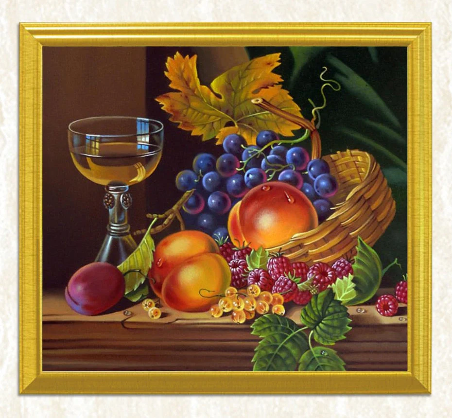 Wine Glass & Fruits Still Life Diamond Painting - Image 2