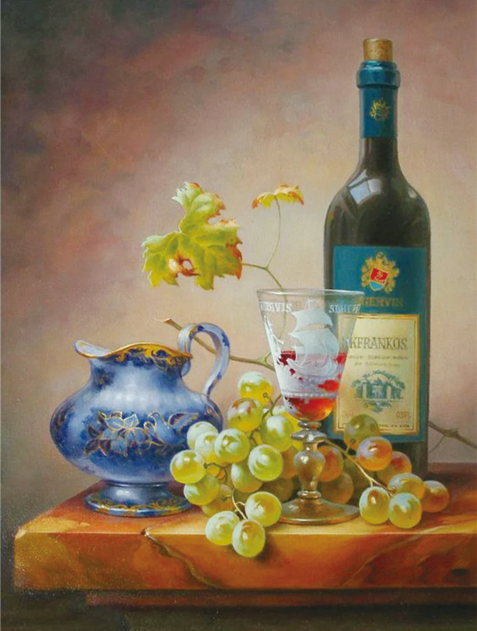 Wine & Grapes Still Life Diamond Painting
