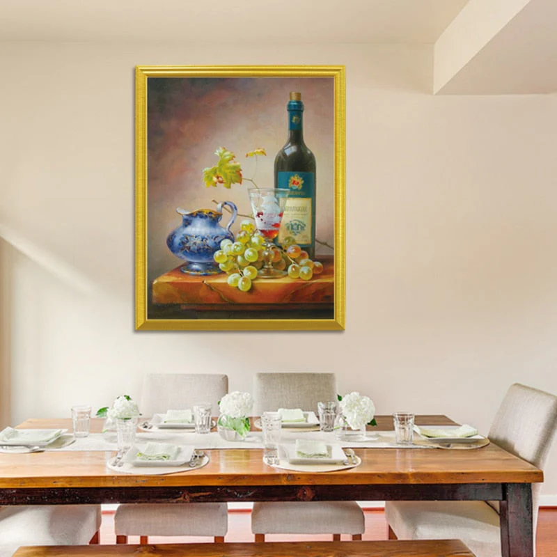 Wine & Grapes Still Life Diamond Painting - Image 2