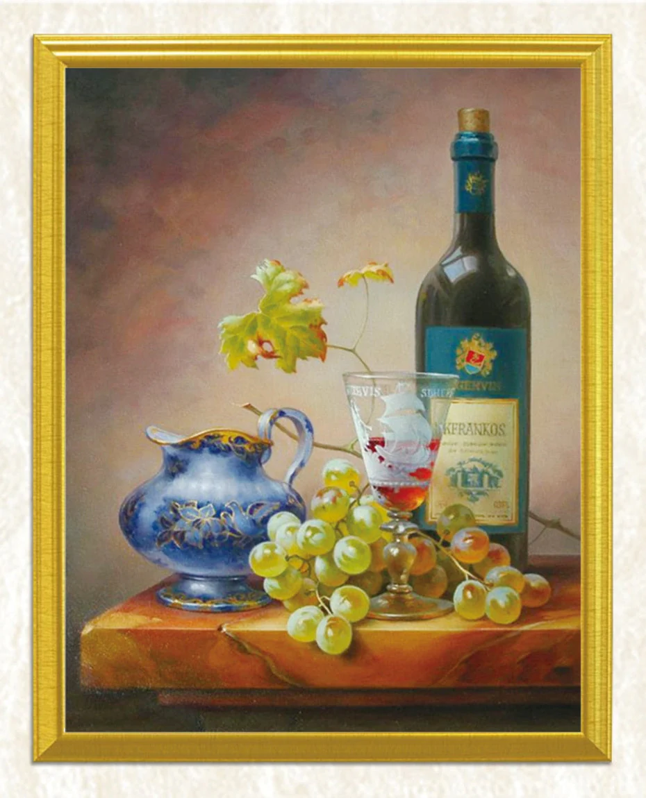 Wine & Grapes Still Life Diamond Painting - Image 3